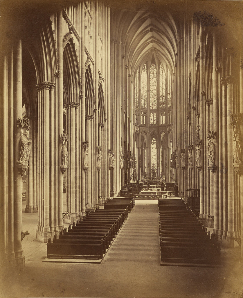 Unknown maker, German:[Interior of nave, Cologne Cathedral], Poster Print Wall Art