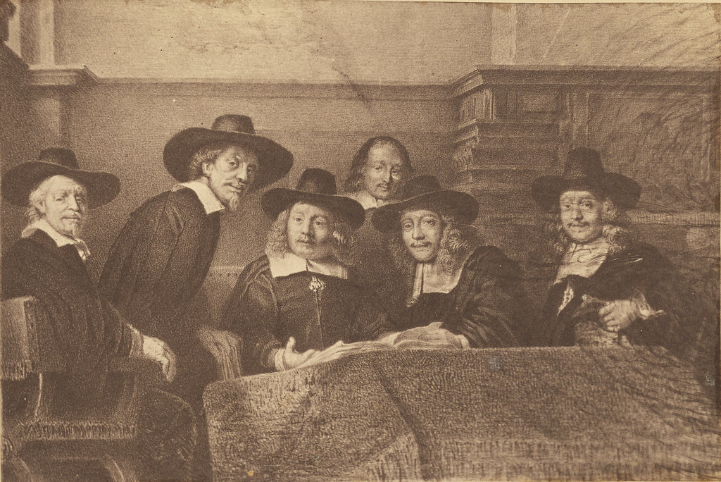 Unknown:[Syndics of the Drapers' Guild by Rembrandt], Poster Print Wall Art