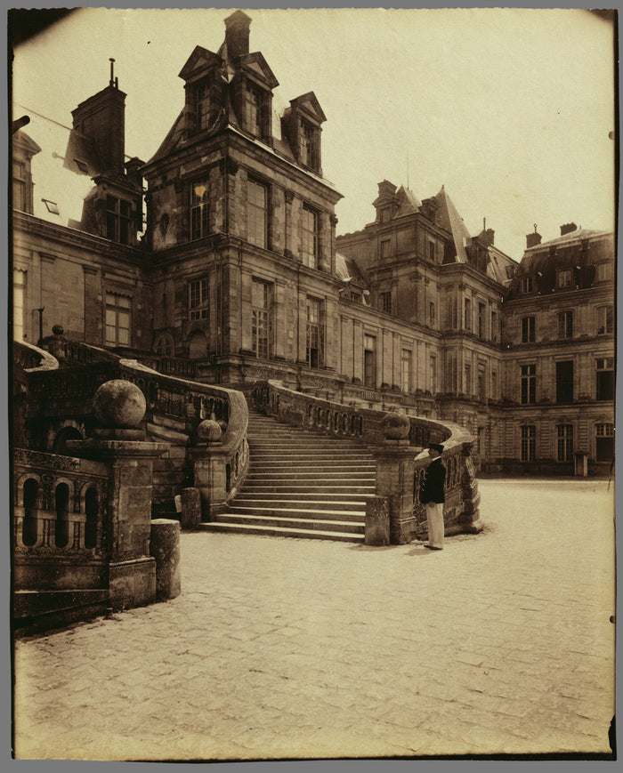 Eugène Atget:Fountainebleau - Cour des Adieux,16x12