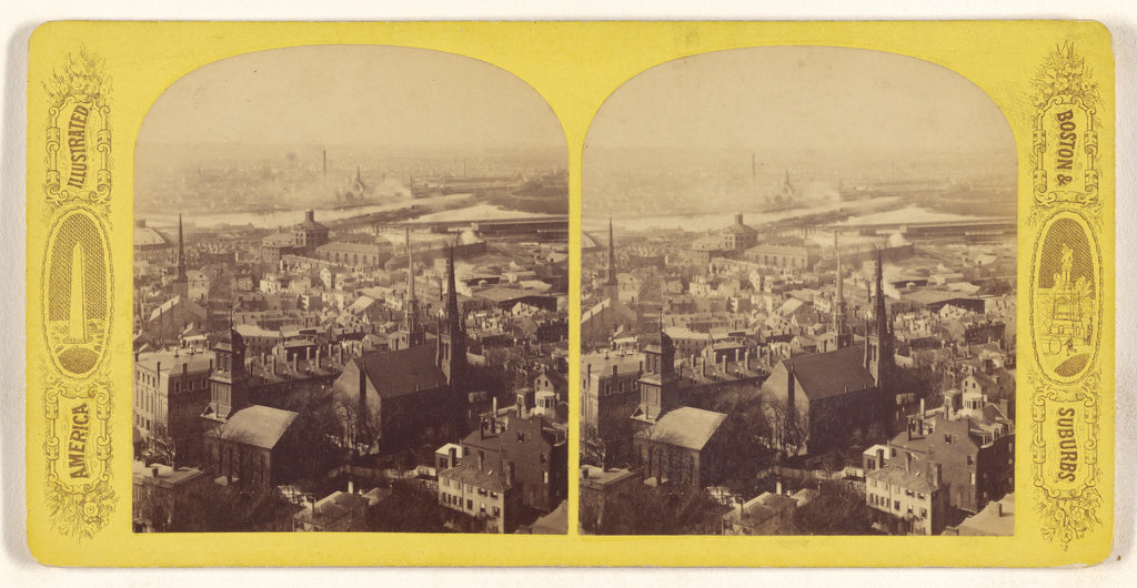 Unknown maker, American:[High angle view of Boston, Mass. an, Poster Print Wall Art