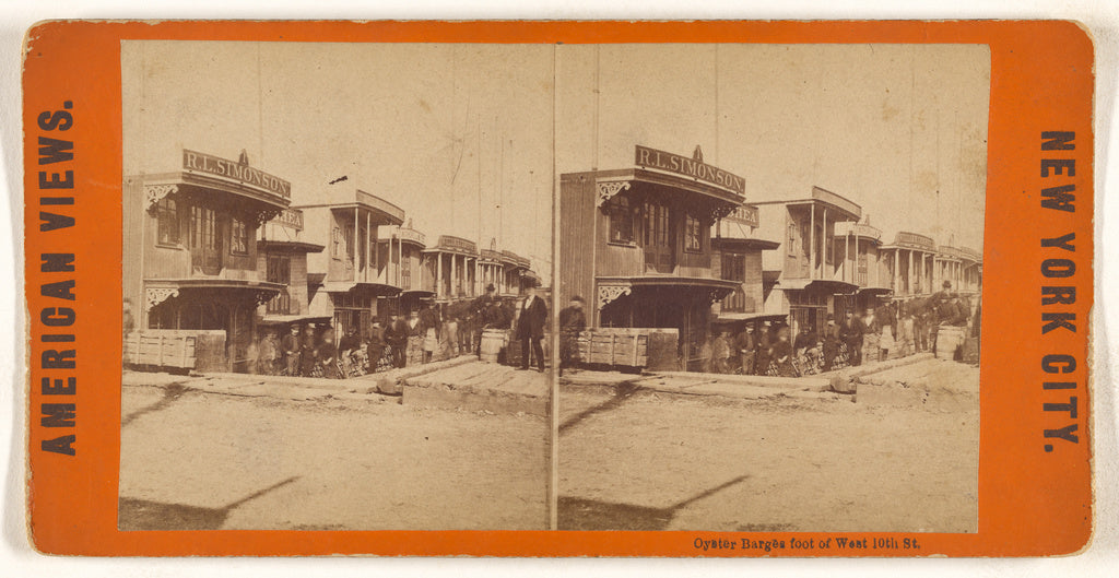 Unknown maker, American:Oyster Barges foot of West 10th St.,16x12"(A3)Poster