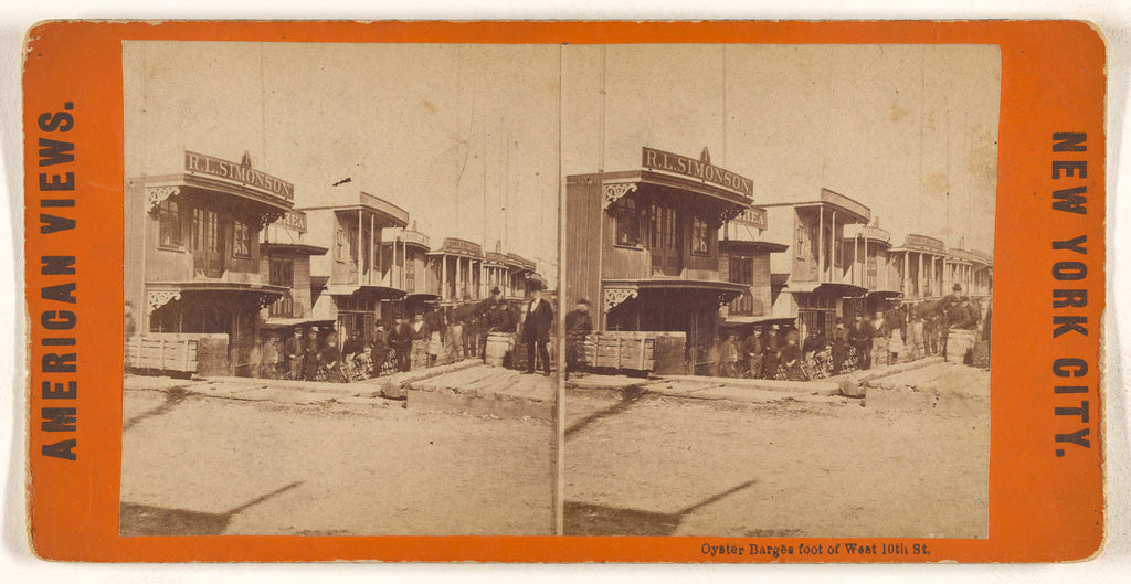 Unknown maker, American:Oyster Barges foot of West 10th St., Poster Print Wall Art