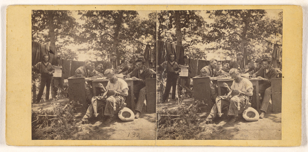 Unknown maker, American:[Group of Civil War soldiers at camp,16x12"(A3)Poster