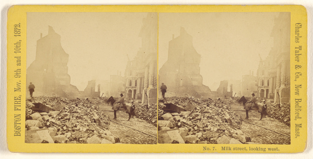 Charles Taber & Co.:Milk street, looking west. Boston Fire, , Poster Print Wall Art