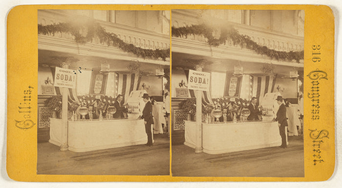 George E. Collins:[Man selling mineral water from a booth wi,16x12