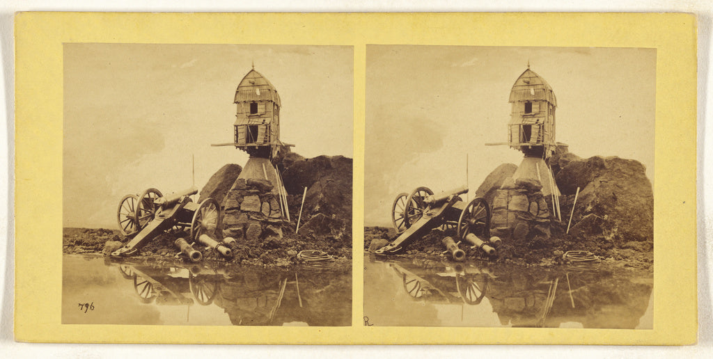 Unknown:Wiley & Halsted [Minature scene with canon and small, Poster Print Wall Art