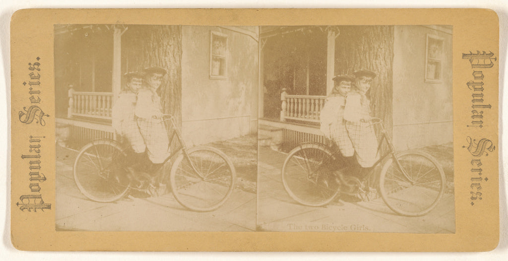 Unknown maker, American:The two Bicycle Girls., Poster Print Wall Art