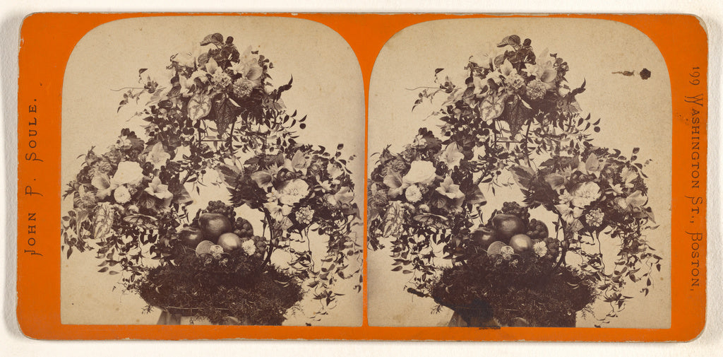 John P. Soule:[Basket of fruit and flower arrangement], Poster Print Wall Art