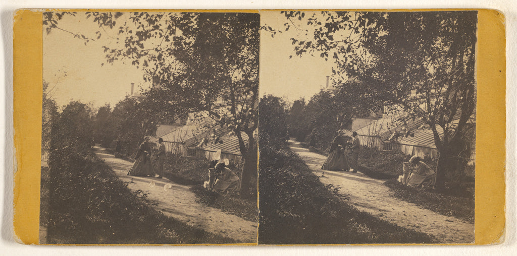 Simon Towle:[Family scene in yard of humble house, Lowell, M, Poster Print Wall Art