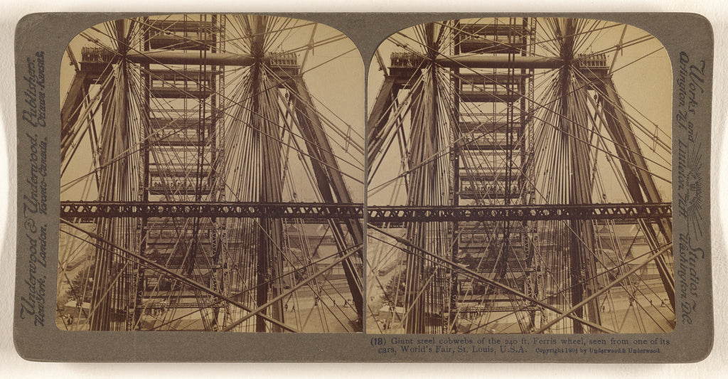 Underwood & Underwood:Giant steel cobwebs of the 240 ft. Fer, Poster Print Wall Art