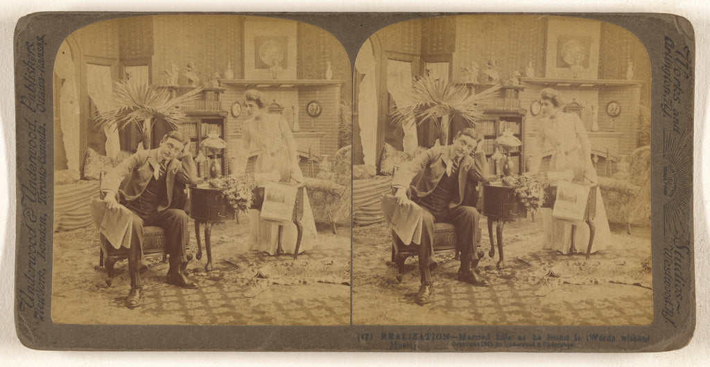 Underwood & Underwood:Realization - Married Life as he found, Poster Print Wall Art