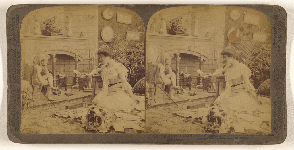 Underwood & Underwood:Obliteration - The Wedding Eve bonfire, Poster Print Wall Art