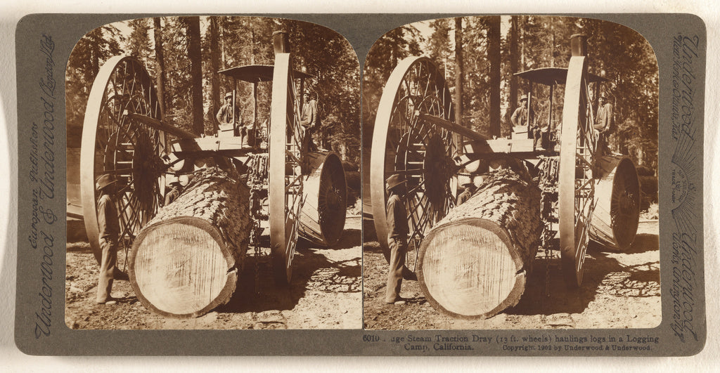 Underwood & Underwood:Huge Steam Traction Dray (13 ft. wheel, Poster Print Wall Art
