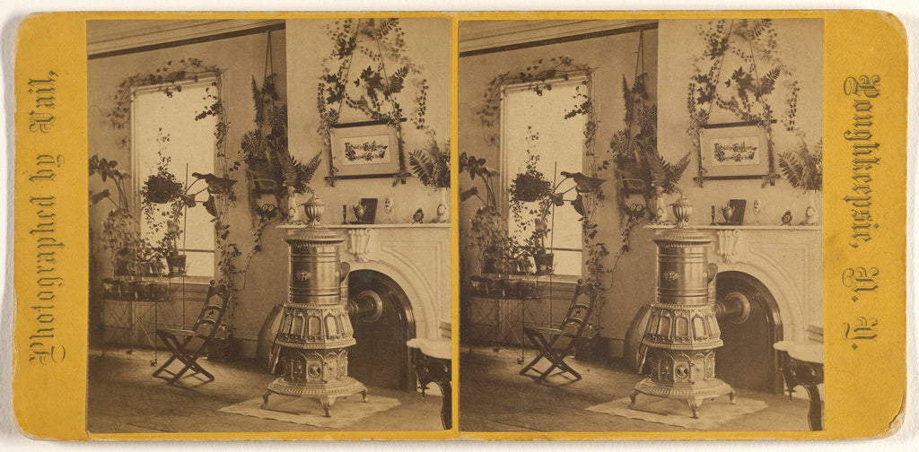 J.C. Vail:[Interior with ornate gas heater], Poster Print Wall Art
