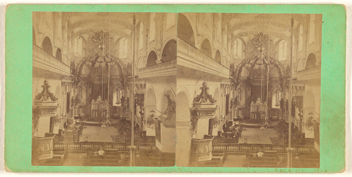 L.P. Vallée:Interior of the French Cathedral.,16x12