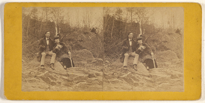 S.S. Vose:[Couple seated on rocks ],16x12