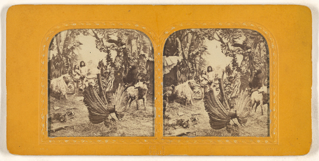Charles Gaudin [Ch. G.]:[Genre scene: Adam & Eve in the Gard,16x12"(A3)Poster