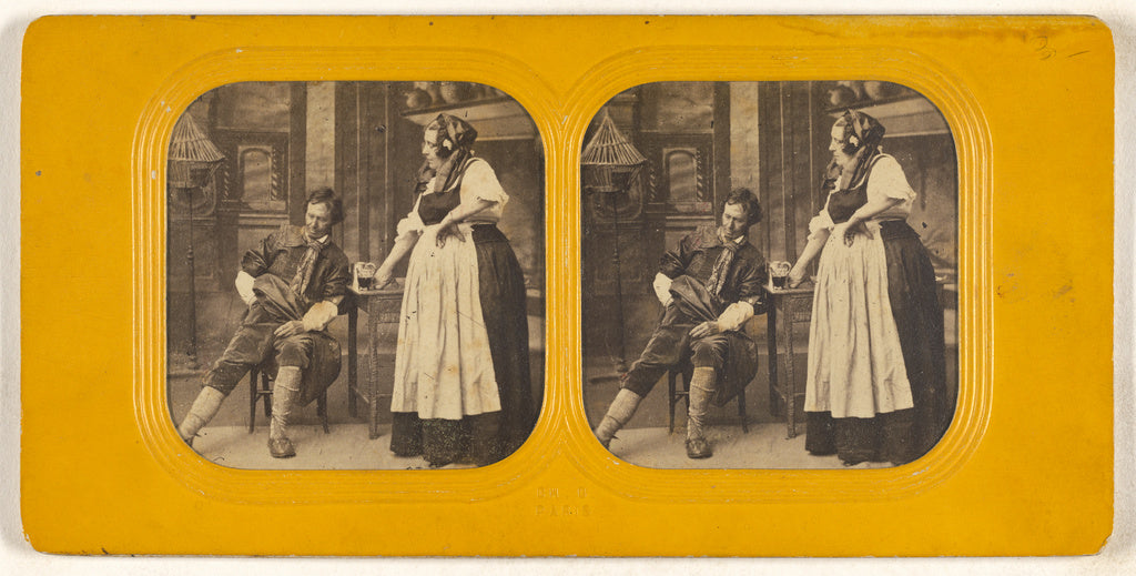 Charles Gaudin [Ch. G.]:[Genre scene: man being served a bee, Poster Print Wall Art