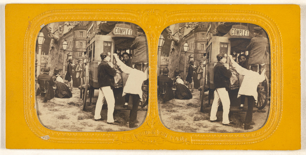 Adolphe Block:[Genre scene: people entering carriage], Poster Print Wall Art