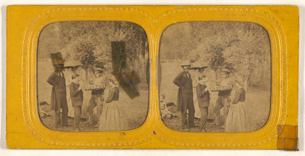E. Lamy:[Family portrait at a picnic], Poster Print Wall Art
