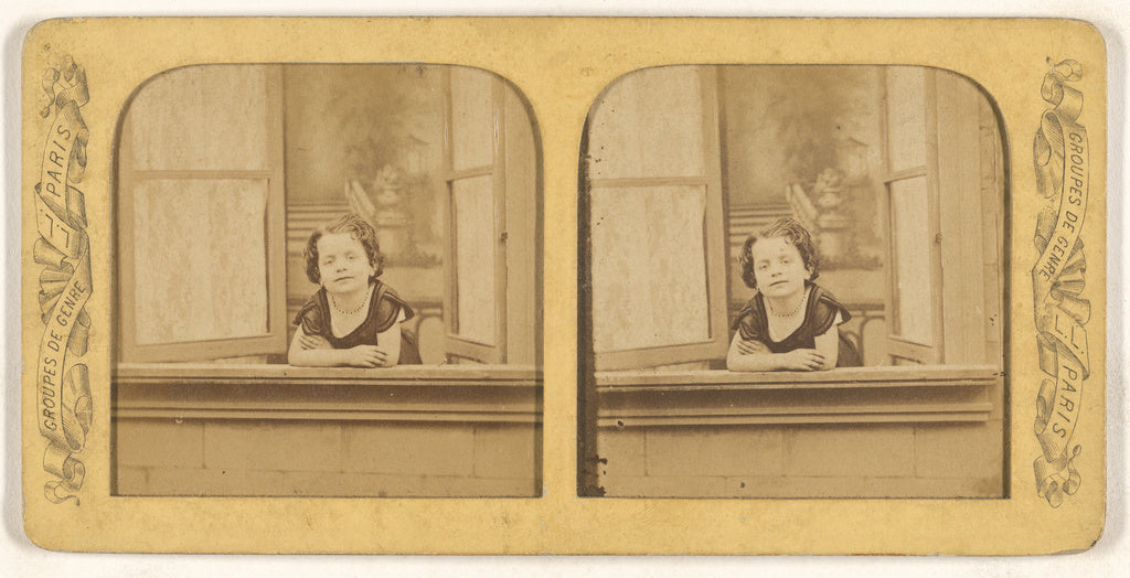 Léon & Lévy:[Little girl leaning out of an open window, ar, Poster Print Wall Art