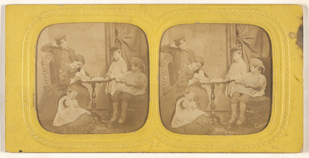 Jules Marinier:[Genre scene: family in parlor], Poster Print Wall Art