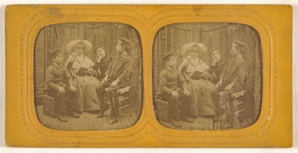 H. Noë:[Genre scene: nun lecturing three children], Poster Print Wall Art