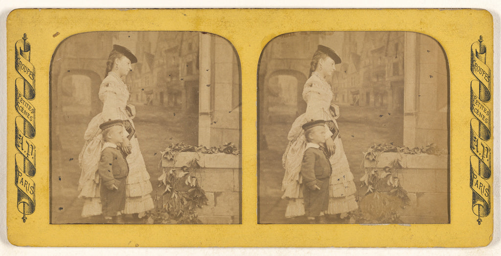 Anatole Pougnet:[Groupes Petites Scenes: woman walking with , Poster Print Wall Art