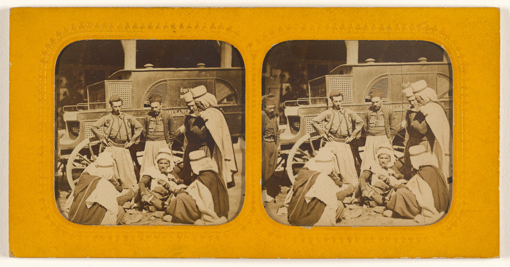 Unknown:[Group of ambulance drivers, possibly in Algeria], Poster Print Wall Art