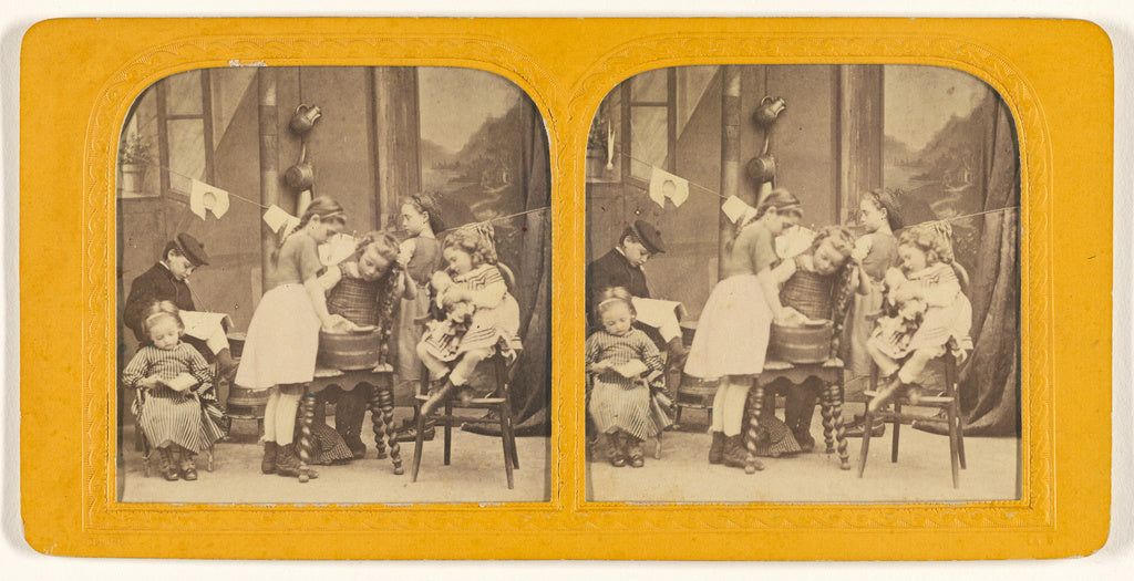 Unknown:[Children washing clothes], Poster Print Wall Art