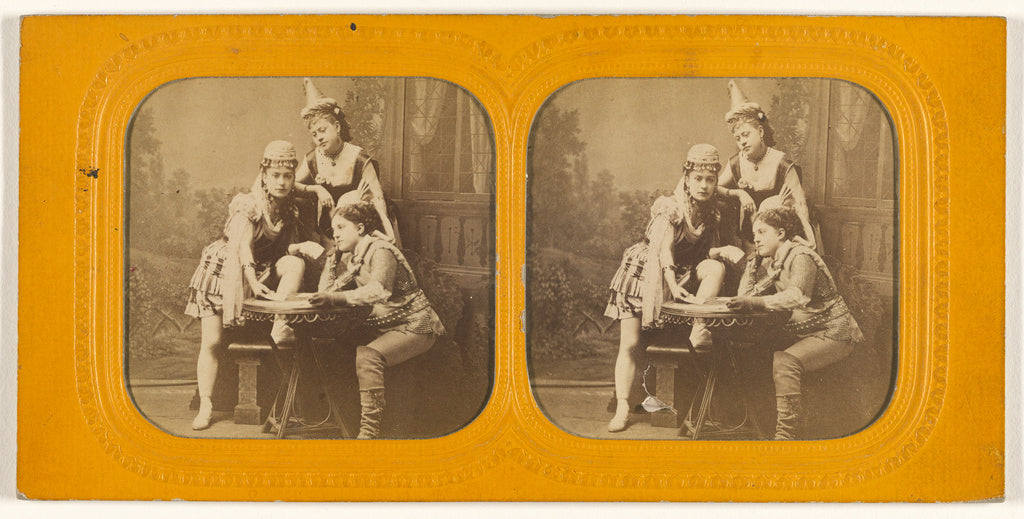 Unknown:[Genre scene: three women in costume], Poster Print Wall Art