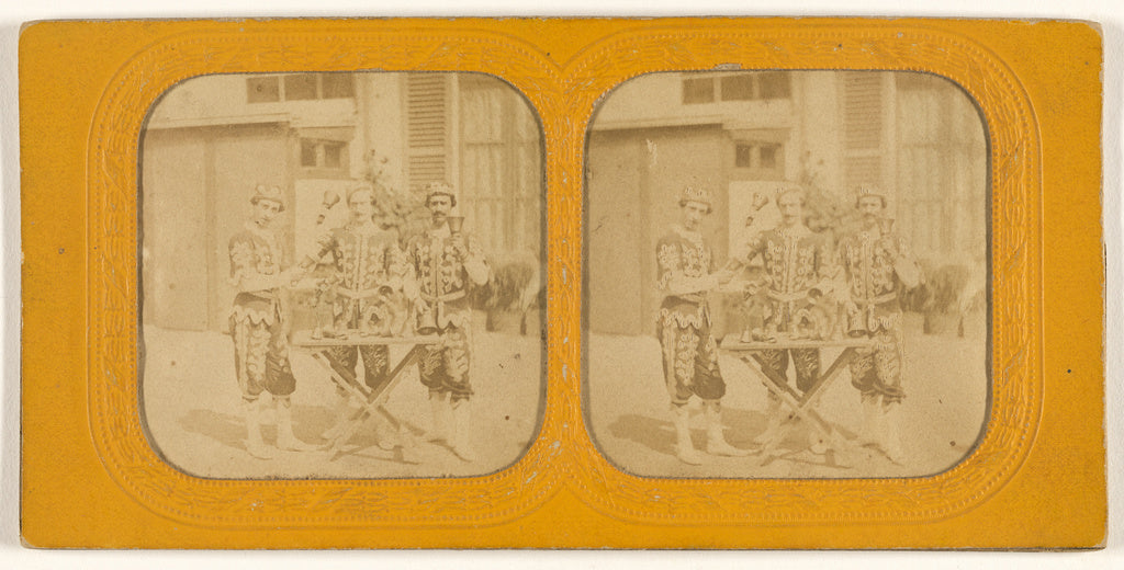 Unknown:[Three men in costume, ringing bells], Poster Print Wall Art