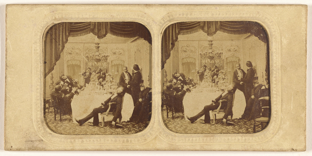Unknown:[Social gathering, man at end of table passed out fr, Poster Print Wall Art