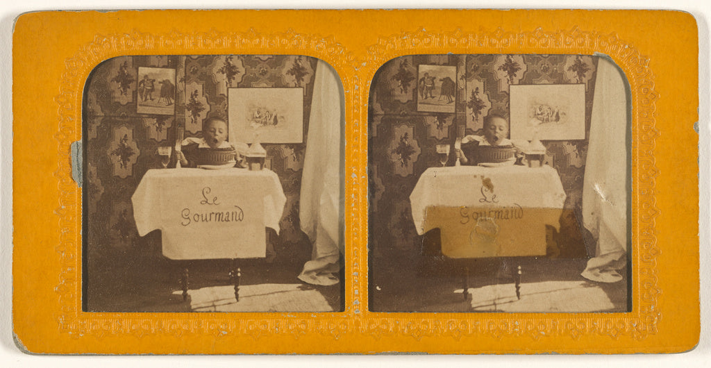 Unknown maker, French:["Le Gourmand": child eating], Poster Print Wall Art