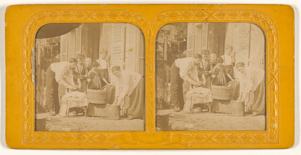 Unknown:[Family washing clothes], Poster Print Wall Art