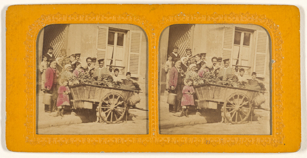 Unknown maker, French:[Group of people surrounding a cart of, Poster Print Wall Art
