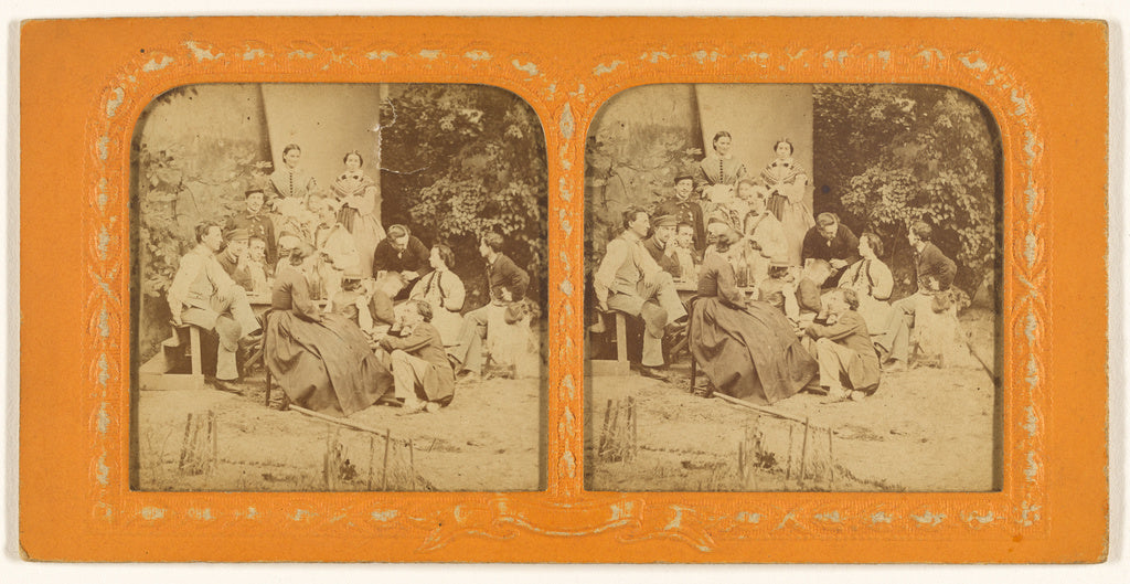 Unknown:[Social scene: group of people outdoors], Poster Print Wall Art