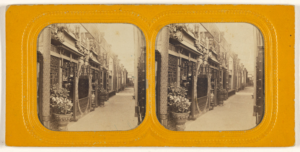 Unknown maker, French:[Angled view of a row of shops], Poster Print Wall Art