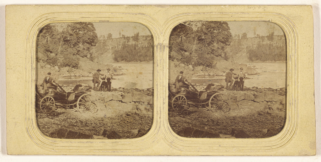 Unknown:[Men posed on rocks, another man posed by carriage],16x12"(A3)Poster