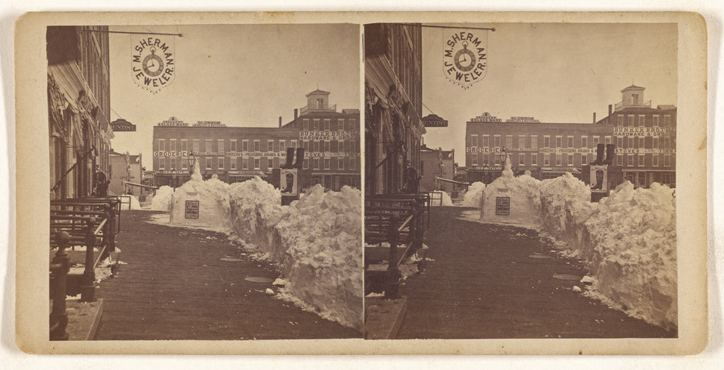 Unknown maker, American:[Snow swept street of possibly Keene, Poster Print Wall Art