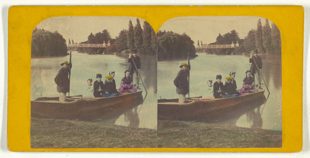 Unknown:[Family in rowboat on river, two rowers with them], Poster Print Wall Art