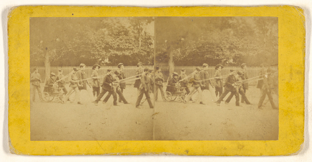 Unknown:[A parade of children, one being pulled in a cart], Poster Print Wall Art
