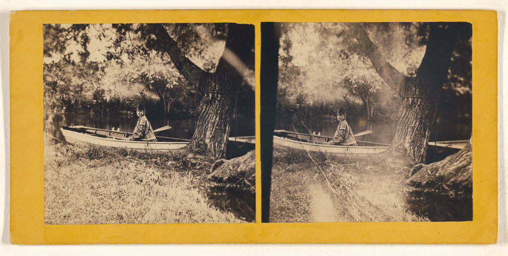 Unknown:[Man posed in rowboat], Poster Print Wall Art