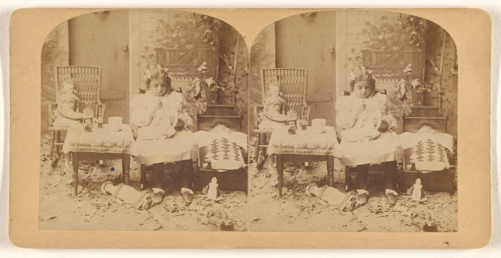 Unknown:[Little girl playing with dolls], Poster Print Wall Art