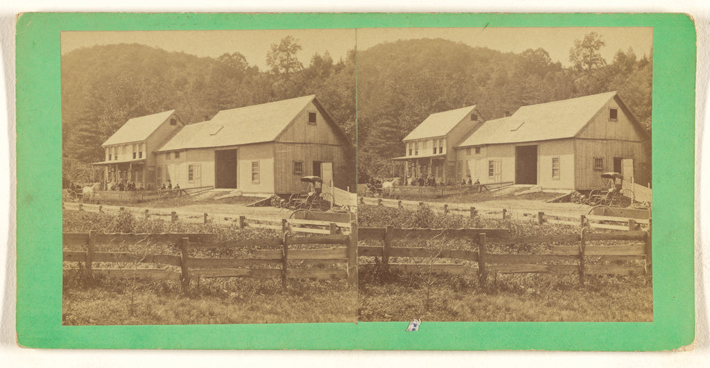 Unknown:[Exterior view of large house and connecting barn, m, Poster Print Wall Art