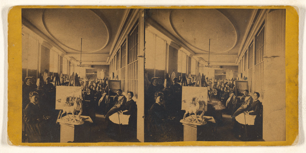 Unknown:[Art students posed at their easels], Poster Print Wall Art