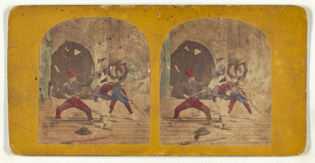 Unknown:[Genre scene: men fighting], Poster Print Wall Art