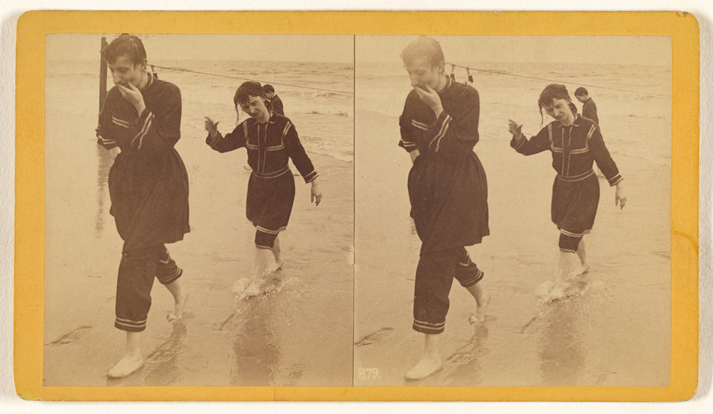 Unknown:[Man and woman dressed in similar costumes walking a, Poster Print Wall Art