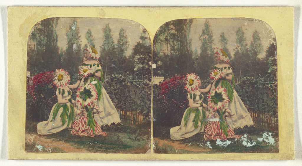 Unknown:[Three women dressed as "flowers"], Poster Print Wall Art
