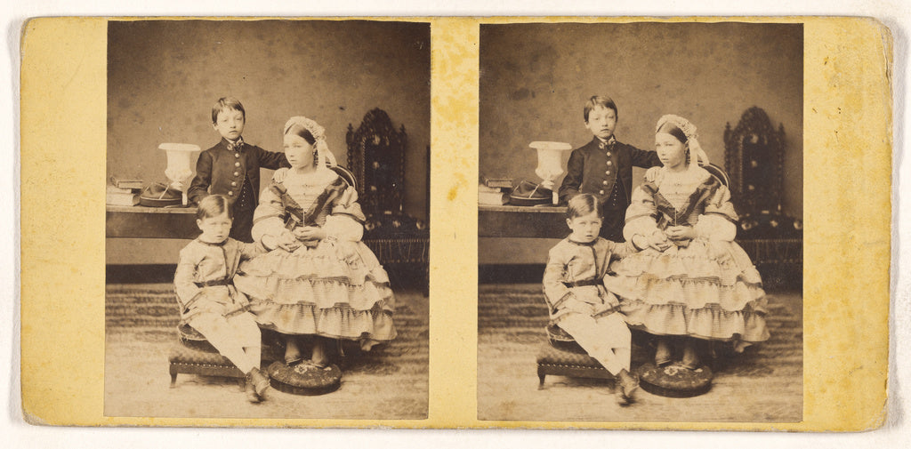 Unknown:[Three children posed in parlor], Poster Print Wall Art